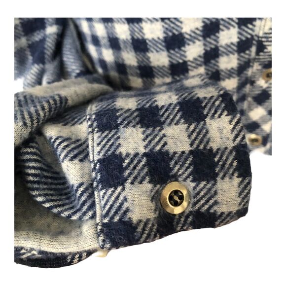 Soft Surroundings Plaid Oversized Long Line Super Soft Navy Gray Shacket Top Med - Picture 7 of 12